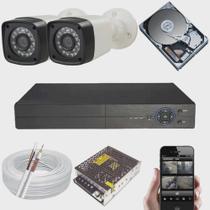 Kit 2 câmeras de segurança 1080p Full HD com gravador e acesso das imagens pelo celular