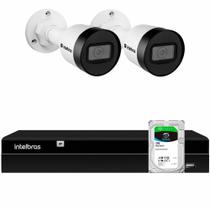 Kit 2 Câmeras de Segurança Bullet Intelbras Full HD 1080p VIP 1230 B G4 + Gravador Digital de Vídeo NVR NVD 1404 - 4 Canais + HD 1TB