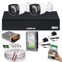 Kit 2 Cameras De Segurança Com Infra Vermelho 720p Dvr Mhdx 1104 Intelbras
