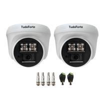 Kit 2 Câmeras de Segurança Dome Interna Full HD 1080p com Visão Noturna de 20 metros e Lente 2.8mm Tudo Forte + Conectores