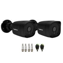 Kit 2 Câmeras de Segurança Full HD 1080p 2MP Bullet Black Visão Noturna de 20 Metros Lente 2.8mm Tudo Forte + Conectores