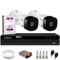 Kit 2 Câmeras de Segurança HD 720p VHL 1120 B + DVR 1104 Intelbras com HD 1TB + Acessórios