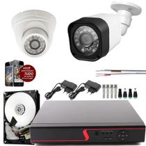 Kit 2 Cameras de Segurança Infra Hd Interna e Externa completo c/hd 500gb