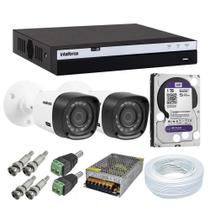 Kit 2 Câmeras de Segurança Intelbras vhl 1120 B HD 720p 20m 1MP dvr 4 Canais Intelbras HD 1TB
