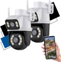 Kit 2 Câmeras De Segurança Interna Externa Wifi Ip Dupla Lente 360 Noturna Externa Prova D água
