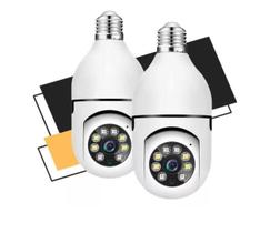 kit 2 Câmeras de Segurança Lâmpada Wifi Ip Segurança Panorâmica Giratória 360 1080P com Visão Noturna 2025 Câmera Espiã AppIcsee