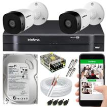 Kit 2 cameras de segurança monitoramento intelbras Completo