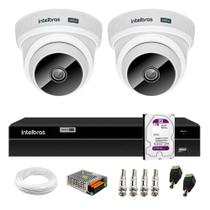 Kit 2 Câmeras Dome VHC 1120 D HD 720p HDCVI Infravermelho de 20 metros Lente 2.8mm Intelbras + DVR MHDX 1204 com 4 Canais Multi HD + HD 1TB Purple