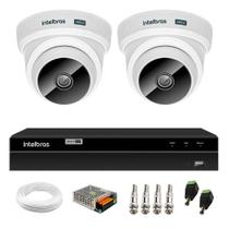 Kit 2 Câmeras Dome VHC 1120 D HD 720p HDCVI Infravermelho de 20 metros Lente 2.8mm Intelbras + DVR MHDX 1204 com 4 Canais Multi HD Intelbras