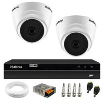 Kit 2 Câmeras Dome VHD 1120 D G6 20m de Infravermelho DVR Gravador Intelbras MHDX 1204 4 Canais