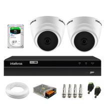 Kit 2 Câmeras Dome VHD 1120 D G6 20m Infra DVR Gravador Intelbras MHDX 1204 4 Canais + HD 1TB Sky