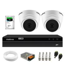 Kit 2 Câmeras Dome VHD 1120 D G6 20m Infra DVR Gravador Intelbras MHDX 1204 4 Canais + HD 2TB Sky