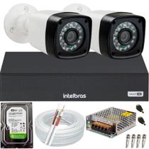 Kit 2 Câmeras Full HD 1080p 20m DVR Intelbras 1104c 4 canais Kit 2 Câmeras Full HD 1080p 20m DVR Intelbras 1104c 4 canais