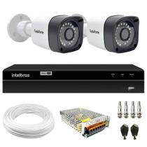 Kit 2 Câmeras Full HD 1080p 2MP 20m Infravermelho de Visão Noturna + DVR Intelbras MHDX 1204 4 Canais