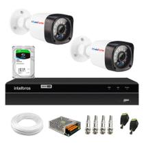 Kit 2 Câmeras Full HD 1080p Tudo Forte + DVR Gravador de Video Intelbras MHDX 1204 4 Canais + HD 2TB