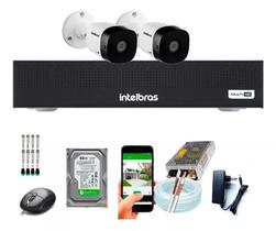 Kit 2 Câmeras Intelbras 1220 Full hd Dvr 4 Canais Com Hd Completo Cftv