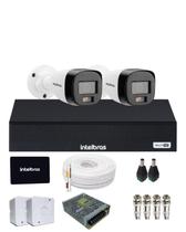 Kit 2 Câmeras Intelbras 3220b Full Color Com Áudio Dvr Mhdx 4 Canais Intelbars Com Ssd 512gb