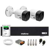 Kit 2 Câmeras Intelbras VHC 1120 B HD 720p Visão Noturna 20m IP66 + Gravador Digital de vídeo Intelbras MHDX 1104-C + HD SkyHawk 1TB