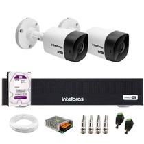 Kit 2 Câmeras Intelbras VHC 1120 B HD 720p Visão Noturna 20m Resistente à Chuva IP66 + DVR Gravador Digital de vídeo Intelbras MHDX 1104-C + HD 1TB