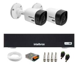 Kit 2 Câmeras Intelbras VHC 1120 B HD 720p Visão Noturna 20m Resistente à Chuva IP66 + DVR Gravador Digital de vídeo Intelbras MHDX 1104-C