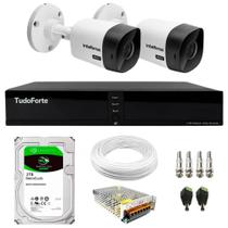 Kit 2 Câmeras Intelbras VHC 1120 B HD 720p Visão Noturna 20m Resistente à Chuva IP66 + Dvr Tudo Forte TFHDX 3304 Full HD 4 Canais + HD 2TB BarraCuda