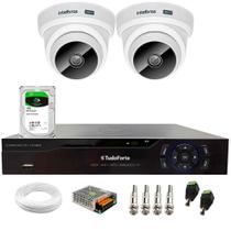 Kit 2 Câmeras Intelbras VHC 1120 D HD 720p Dome Infravermelho de 20 metros Lente 2.8mm + Dvr Tudo Forte TFHDX 3304 Full HD 4 Canais + HD 1TB BarraCuda