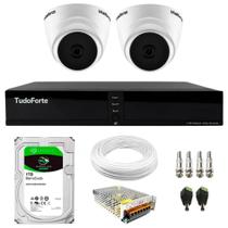 Kit 2 Câmeras Intelbras VHD 1120 D G7 HD 720p Dome Lente 2.8mm Visão Noturna 20M + Dvr Tudo Forte TFHDX 3304 Full HD 4 Canais + HD 1TB BarraCuda