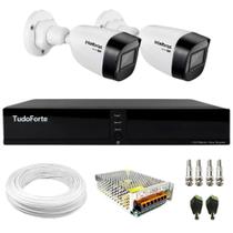 Kit 2 Câmeras Intelbras VHD 1130 B HD 720p Bullet com Lente 2.8mm Visão Noturna 30m Resistente à Chuva IP67 + Dvr Tudo Forte TFHDX 3304 4 Canais