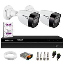 Kit 2 Câmeras Intelbras VHD 1130 B HD 720p Bullet Lente 2.8mm Visão Noturna 30m Resistente à Chuva IP67 + DVR Intelbras MHDX 1204 4 Canais + HD 1TB