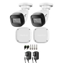 Kit 2 Câmeras Intelbras VHD 1130 B HD 720p Lente 2.8mm Infra de 30m IP67 + 2 Caixas de passagem CFTV VBOX 1100E Branca Intelbras IP66 + Acessórios