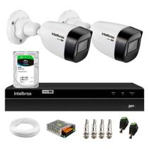 Kit 2 Câmeras Intelbras VHD 1130 B HD 720p Lente 2.8mm Visão Noturna 30m Resistente à Chuva IP67 + DVR Intelbras MHDX 1204 4 Canais + HD SkyHawk 2TB