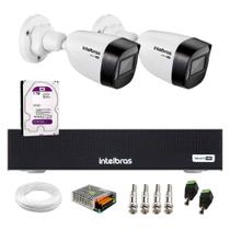 Kit 2 Câmeras Intelbras VHD 1130 B HD 720p Visão Noturna 30m Resistente à Chuva IP67 + Dvr Intelbras MHDX 1104-C 4 Canais + HD 1TB