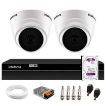 Kit 2 Câmeras Intelbras VHD 1220 D Dome Infra 20mts Full HD 1080 DVR MHDX 1104 Intelbras 1TB Purple