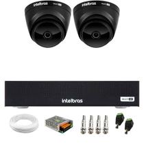 Kit 2 Câmeras Intelbras VHD 1220 D G7 Dome Black Full HD 1080p Lente 2.8mm Visão Noturna 20m + Dvr Intelbras MHDX 1104-C 4 Canais