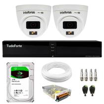 Kit 2 Câmeras Intelbras VHD 1220 D G7 Full Color Full HD Visão Noturna 20m + Dvr Tudo Forte TFHDX 3304 4 Canais Com App Xmeye + HD 2TB BarraCuda