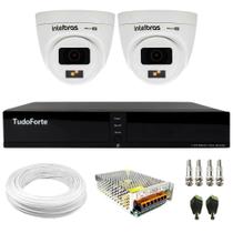 Kit 2 Câmeras Intelbras VHD 1220 D G7 Full Color Full HD Visão Noturna 20m + Dvr Tudo Forte TFHDX 3304 4 Canais Com App Xmeye