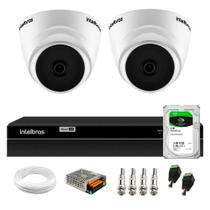 Kit 2 Câmeras Intelbras VHD 1220 G7 Dome Full HD com Visão Noturna de 20m Multi HD + DVR Intelbras MHDX 1204 4 Canais + HD 1TB BarraCuda