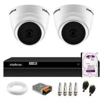 Kit 2 Câmeras Intelbras VHD 1220 G7 Dome Full HD com Visão Noturna de 20m Multi HD + DVR Intelbras MHDX 1204 4 Canais + HD 1TB