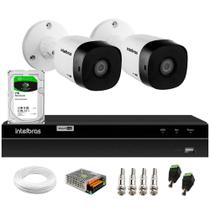 Kit 2 Câmeras Intelbras VHD 1230 B Full HD 1080p Bullet Visão Noturna de 30 metros IP67 + DVR Intelbras MHDX 1204 4 Canais + HD 1TB BarraCuda