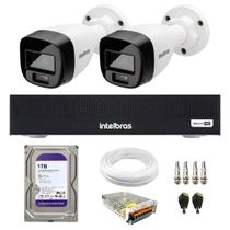 Kit 2 Câmeras Intelbras VHD1220B G8 Full Color Full HD Visão Noturna Colorida 20m DVR MHDX 1104C 1TB