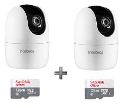 Kit 2 Câmeras IP 360 IM4 Mibo FHD Intelbras + SD 128GB Ultr