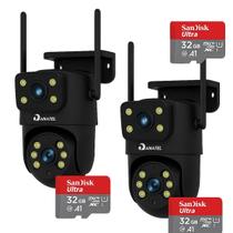 Kit 2 Câmeras Ip Externa Wifi 8mp 4k Full HD Segurança Prova Dágua 360 Rotação Alta Resolução Infravermelho Visão Noturna Com 2 Cartão SD 32gbNf Kit 2 Câmeras Ip Externa Wifi 8mp 4k Full HD Segurança Prova Dágua 360 Rotação Alta Resolução Infravermelho Visão Noturna Com 2 Cartão SD 32gbNf