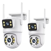 Kit 2 Câmeras Ip Externa Wifi Full HD Prova Dágua 8mp 360 Rotação Segurança Speed Dome Alta ResoluçãoVisão Noturna Nf