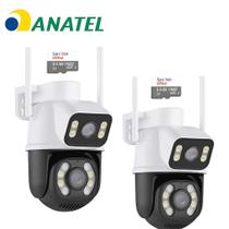 Kit 2 Câmeras ip Wifi 8mp Segurança Externa Full HD Alta Resolução Prova Dágua Lente Dupla Externa Ptz Dome 360 Rotação 2 Cartão SD 64GB