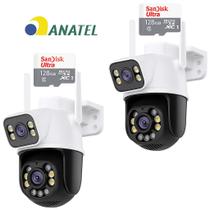 Kit 2 Cameras ip Wifi 8mp Segurança Externa Full HD Lente Dupla Externa Speed Dome 360 Rotação Alta Resolução 2 Cartão SD 128GB