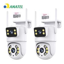 Kit 2 Câmeras Ip Wifi Full HD Dupla Externa Segurança 8mp 360 Rotação Speed Dome Prova Dágua Visão Noturna Com 2 Cartão 128gb