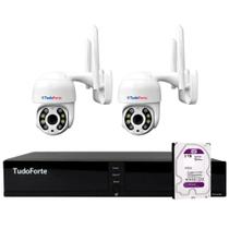 Kit 2 Câmeras Ip Wifi Speed Dome Externa Motorizada Full HD Tudo Forte + DVR Gravador de Vídeo Tudo Forte TFHDX 3304 4 Canais + HD 2TB Purple