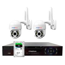 Kit 2 Câmeras Ip Wifi Speed Dome Externa Motorizada Full HD Tudo Forte + DVR Gravador de Vídeo Tudo Forte TFHDX 3304 4 Canais + HD 2TB Skyhawk