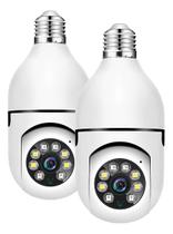 Kit 2 Câmeras Lâmpadas Wifi Giratória Full Hd 360 Cor Branco Genérica