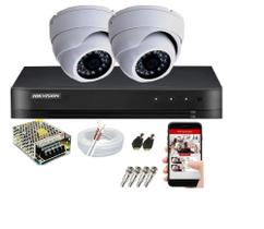 Kit 2 Cameras Segurança 720p Hd Dvr Hikvision 4ch Alta Resolução c/ Acessórios s/Hd